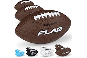 GoSports 3 Pack Flag Footballs - Mini, Pee Wee, Junior & Youth Sizes | Practice Balls Built for Maximum Durability, PVC Composite Cover, Kids Flag Football Equipment for Training