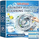 JAKEHOE Washing Machine Cleaner Tablets 12 Count for Odor &amp; Residue Buildup, For Front Load, Top Load &amp; He Washers, Monthly Maintenance Descaling Tablets for Cleaner Drum &amp; Fresher Laundry (12pcs)