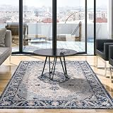 THE RUGS Area Rug Navy Oriental Design 80x150 cm Vintage Short Pile
