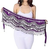 Lauthen.S 248 Coins Belly Dance Hip Scarf Tribal Belt Halloween Gypsy Costume Accessory