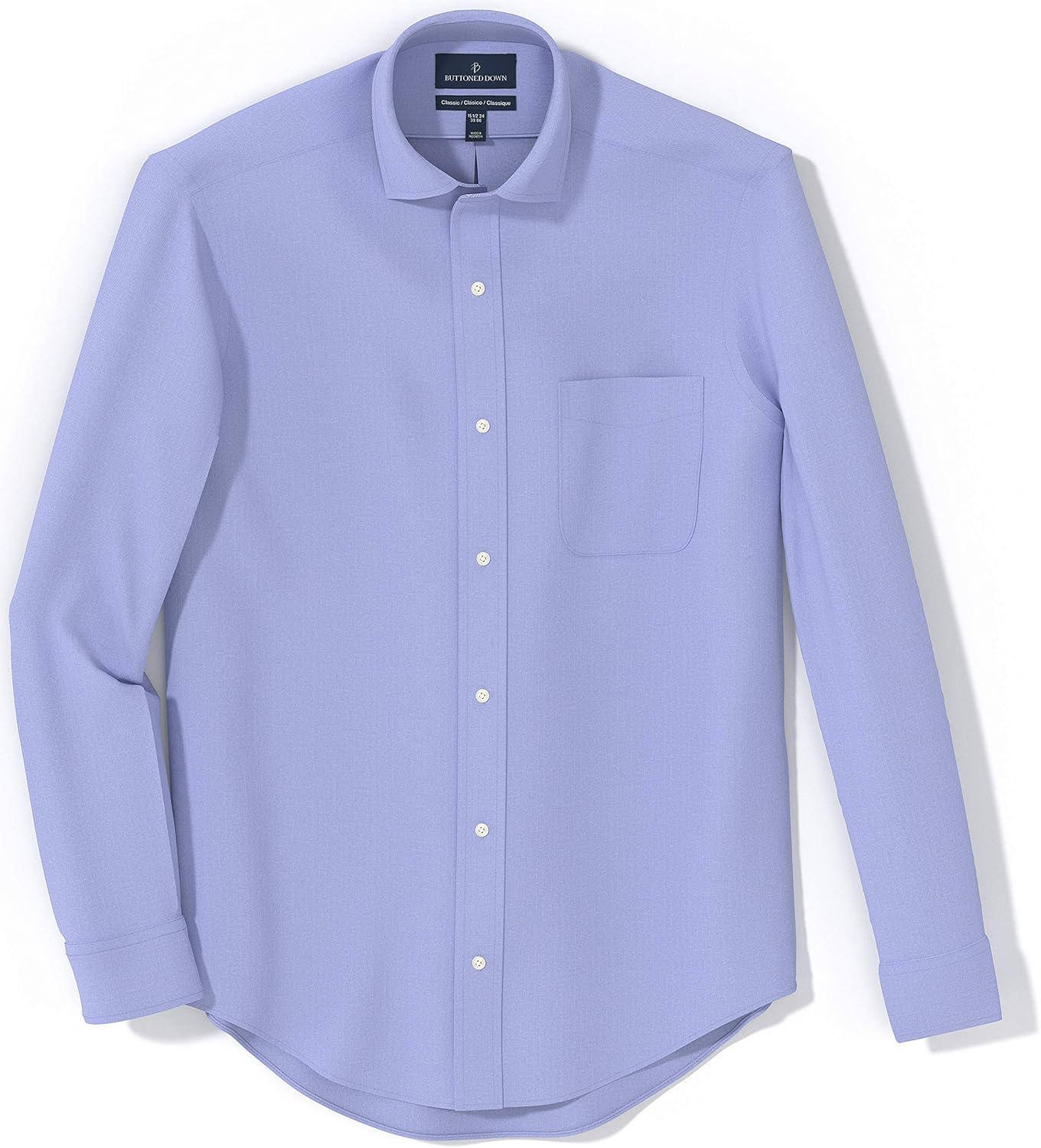 Buttoned Down Men's Classic-fit Solid Non-Iron Dress Shirt Pocket Spread Collar: Clothing