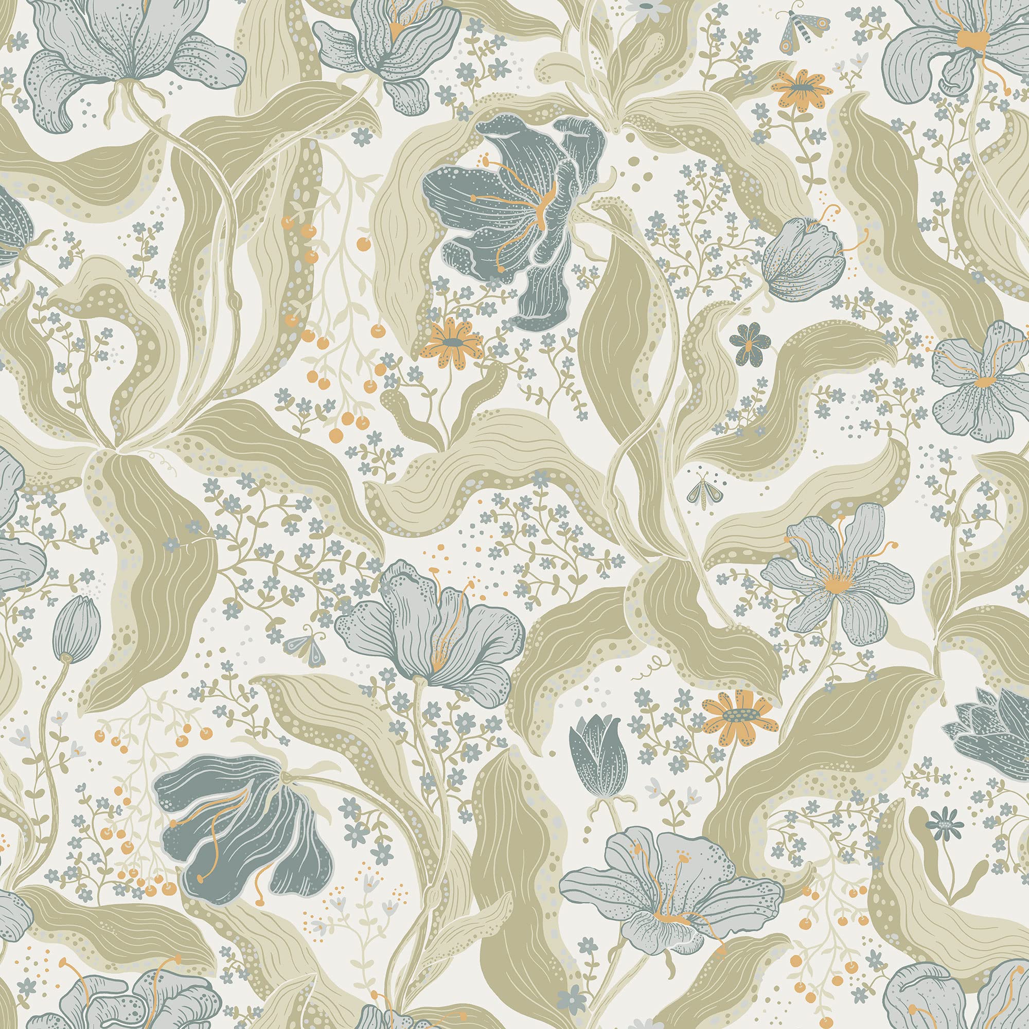 Galerie S65115 Sommarang Tulip Wallpaper, Blue, 10.05m x 53cm
