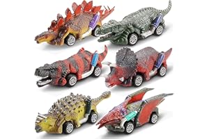 Bambibo Dinosaur Toy Pull Back Cars - Pack of 6 | Dinosaur Toys for Kids 2-4 | Dinosaur Pull Back Car Toys for Kids | Dinosaur Race Cars | Toddler Dinosaur Toys for Kids 3-5