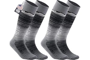 SAMSOX 2-Pair Merino Wool Ski Socks, Made in USA Lightweight with Targeted Cushion, Skiing Socks for Men & Women (Skyland)