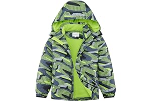 KFRRZC Boys Winter Waterproof Ski Jacket Kids Fleece Lined Warm Snow Coat with Detachable Hood