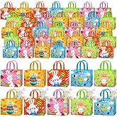 Abbylike 100 Pack Large Easter Gift Bags Bulk Reusable Easter Tote Bags with Handles Non Woven Treat Baskets for Egg Hunt Party Favors, 12.8 x 9.8 x 6.7 Inch