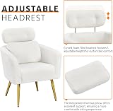 Yaheetech Tub Chair Boucle Armchair with Adjustable Headrest White view 7