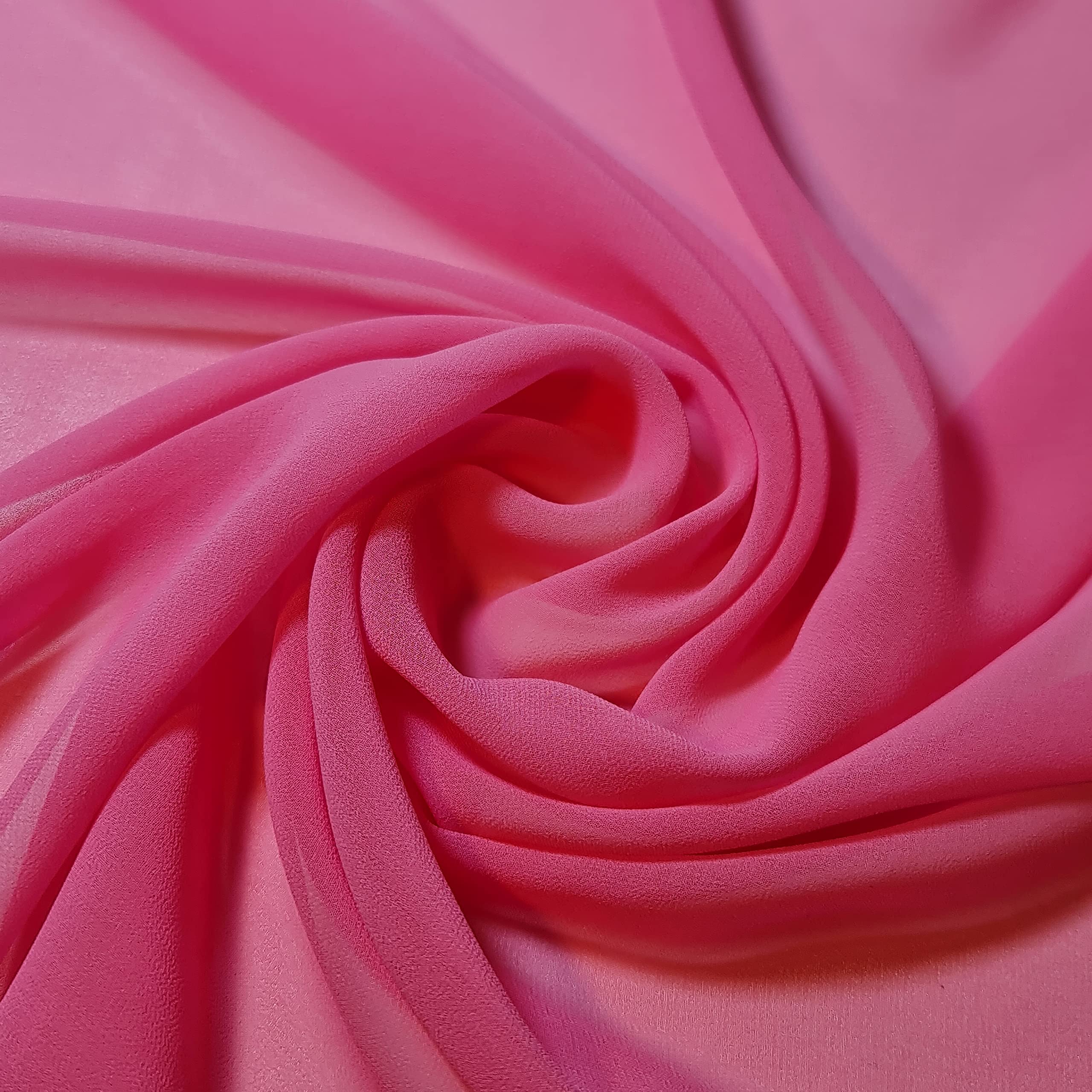 Chiffon Sheer Fabric Plain Soft Polyester Wedding Arch Dress Craft Material 44" (5 Meter, Pink)