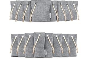 CLEVAST 16 Pack Activated Bamboo Charcoal Air Purifying Bags(8x100g, 8x50g), Natural Fresh Odor Absorber, Deodorizer and Moisture Eliminator, Air Purifier Bags for Home, Closet, Car Air freshener