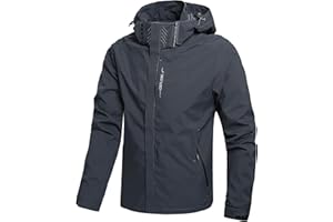 Hikevitang Men's Lightweight Waterproof Rain Jacket,Shell Hooded Outdoor Raincoat Hiking Windbreake jacket