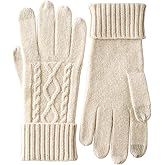 RYYOYY Soft Touchscreen 100% Cashmere Gloves for Women Warm Knit Gloves with Long Ribbed Cuff