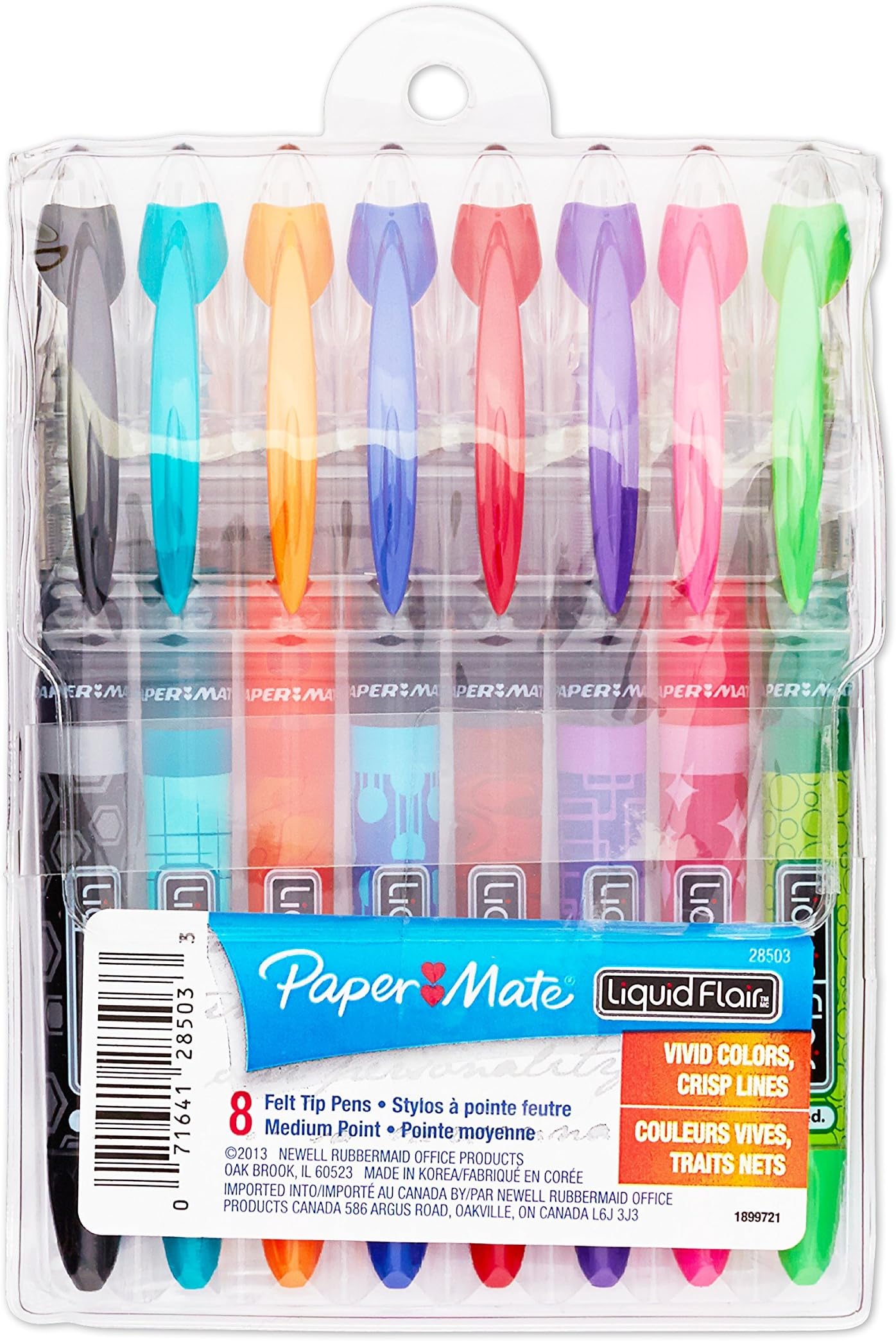 Paper Mate Liquid Flair Porous-Point Pen, Medium Tip, Fashion Colors, 8-Count