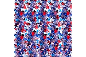 Riceshoot 131.23ft Patriotic Red White and Blue Tinsel Garland 4th of July Metallic Star Hanging Twist Tinsel for Independence Day Memorial Day Outdoor Decoration
