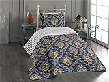 Ambesonne Floral Reversible Bedspread Set, Harmony