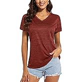 MAGCOMSEN Women's V Neck Workout Shirts Short Sleeve Moisture Wicking Yoga T-Shirts Quick Dry Athletic Tops