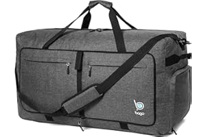 Bago Large Duffel Bags for Traveling - 100L Spaciously Large Duffle Bag for Travel with Shoe Compartment | Durable, Foldable & Lightweight | Explore the World in Style & Convenience (SnowBlack)