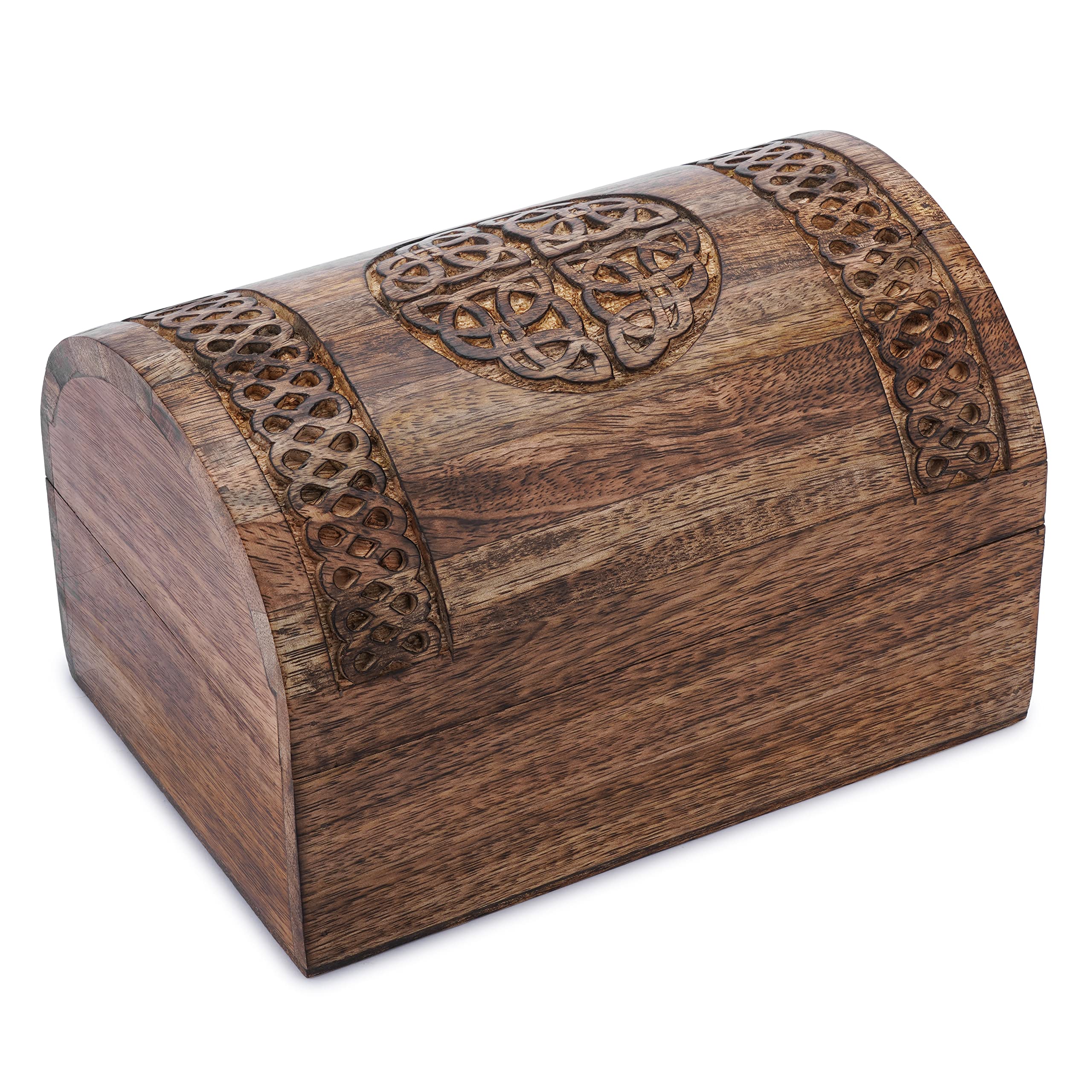 Ajuny Handcrafted Indian Vintage Antique Look Wooden Jewelry Box Celtic Hand Carved Multipurpose Treasure Chest Keepsake Jewellery Storage Boxes Holder Organiser Unique Gifts Ideas - 9x6 Inch