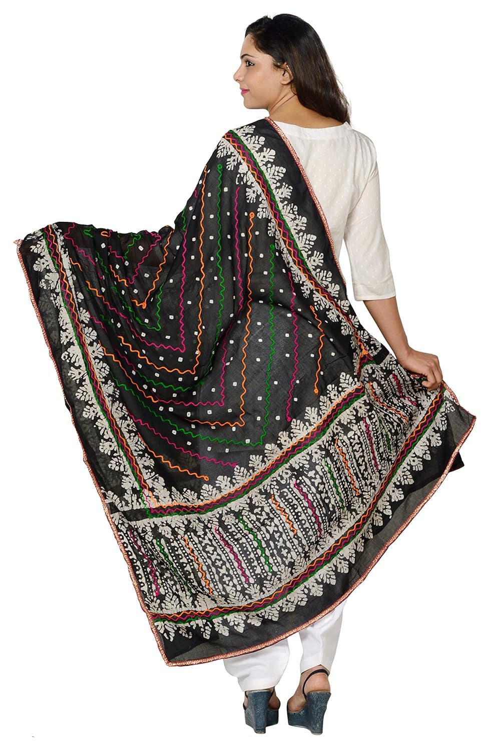 lodestone women's bandhani aariwork dupatta