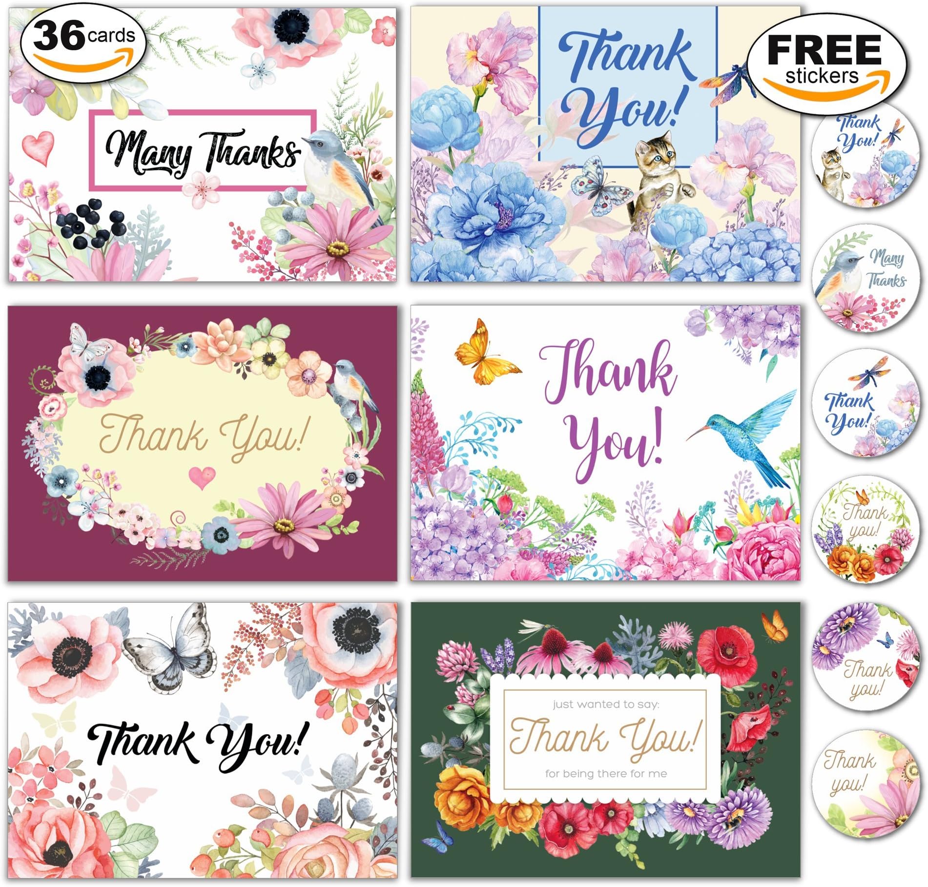 Thank You Cards – 36 Blank Thank You Cards with Envelopes & Stickers - Excellent for Weddings, Bridal or Baby Showers…