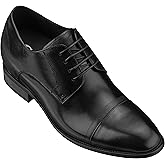 CALTO Men's Invisible Height Increasing Elevator Shoes - Black Premium Leather Lace-up Formal Oxfords - 3 Inches Taller - Y1004 - Size 9 D(M) US