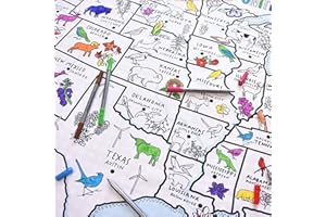 eatsleepdoodle Coloring Tablecloth for Kids w/ 10pk Washable Markers for Kids - 50x33in US Map Giant Coloring Poster - Kids Coloring Tablecloth Ultra Washable & Reusable Arts and Crafts for Kids