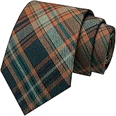 RBOCOTT 3.15“ Cotton Tie Plaid Striped Business Wedding Necktie for Men(8cm)