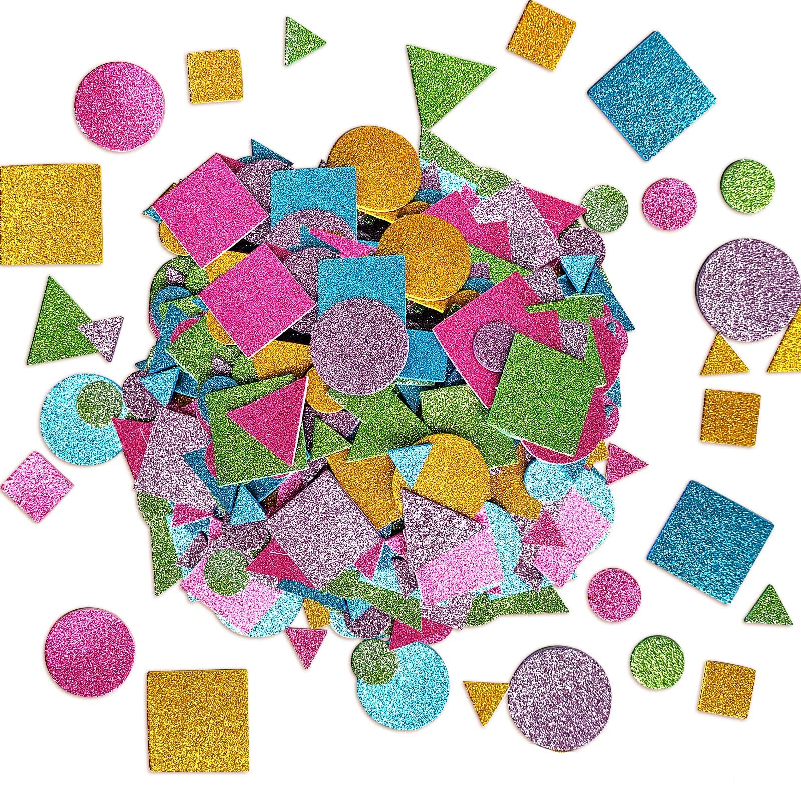 Glitter Foam Geometric Stickers, Foam Geometric for Crafts, 170Pcs Foam Stickers for Kids Crafts, 2.5cm to 5cm Size Craft Supplies