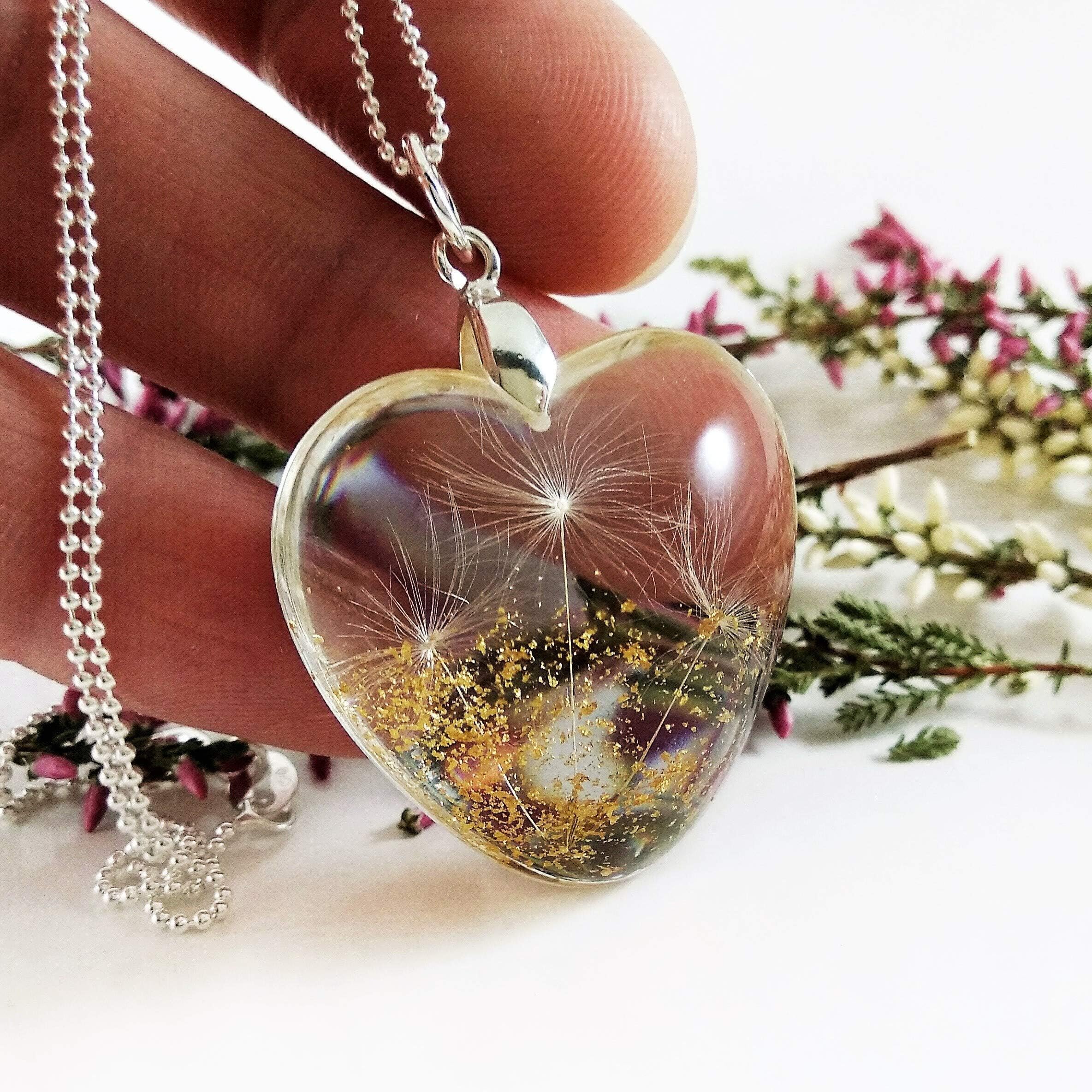 Sterling Silver Dandelion Seed Wish Pendant Necklace with 18'' Chain, Gift For Her