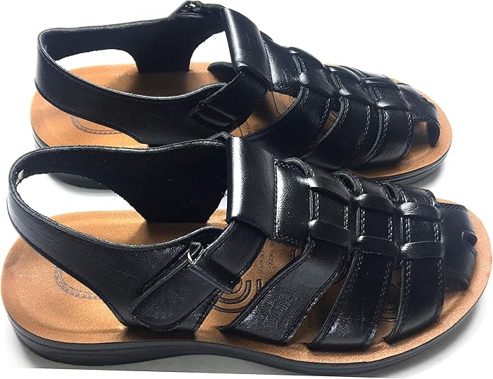 Mens Brown Synthetic/Leather Adjustable Touch Fasten Comfort Gladiator