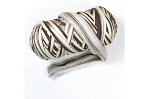 Kondoos Natural Wool Bulk roving, 2 lb. Best Wool for Spinning, arm Knitting, Felting, Chunky Blankets and Tapestry. Natural Colors, un-Dyed. (Zebra(Ecru/Mocha), 2 lb)