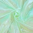 Ganeen 11 Yard Iridescent Fabric Organza Fabric Sheer 59 Inches Wide Rainbow Laser Gradient Lace Holographic Gauze for DIY Dress Curtain Costume Background Wedding Party Home (Light Green)