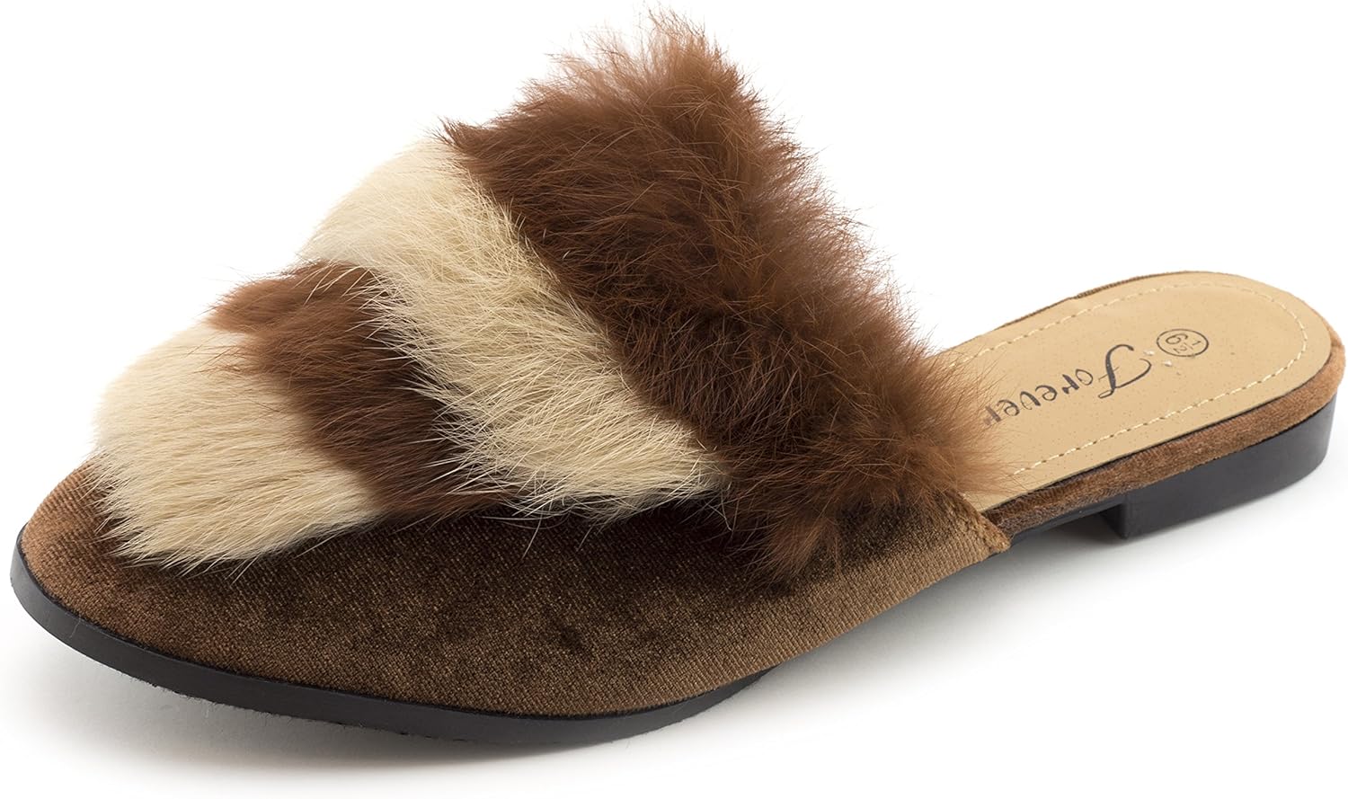 closed toe slides with fur