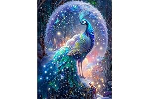 Lunyloer Diamond Painting, 5D Peacock Diamond Painting Kits for Adults, DIY Full Drill Embroidery Cross Stitch Crystal Rhinestone Paintings for Home Wall Decor 12x16inch