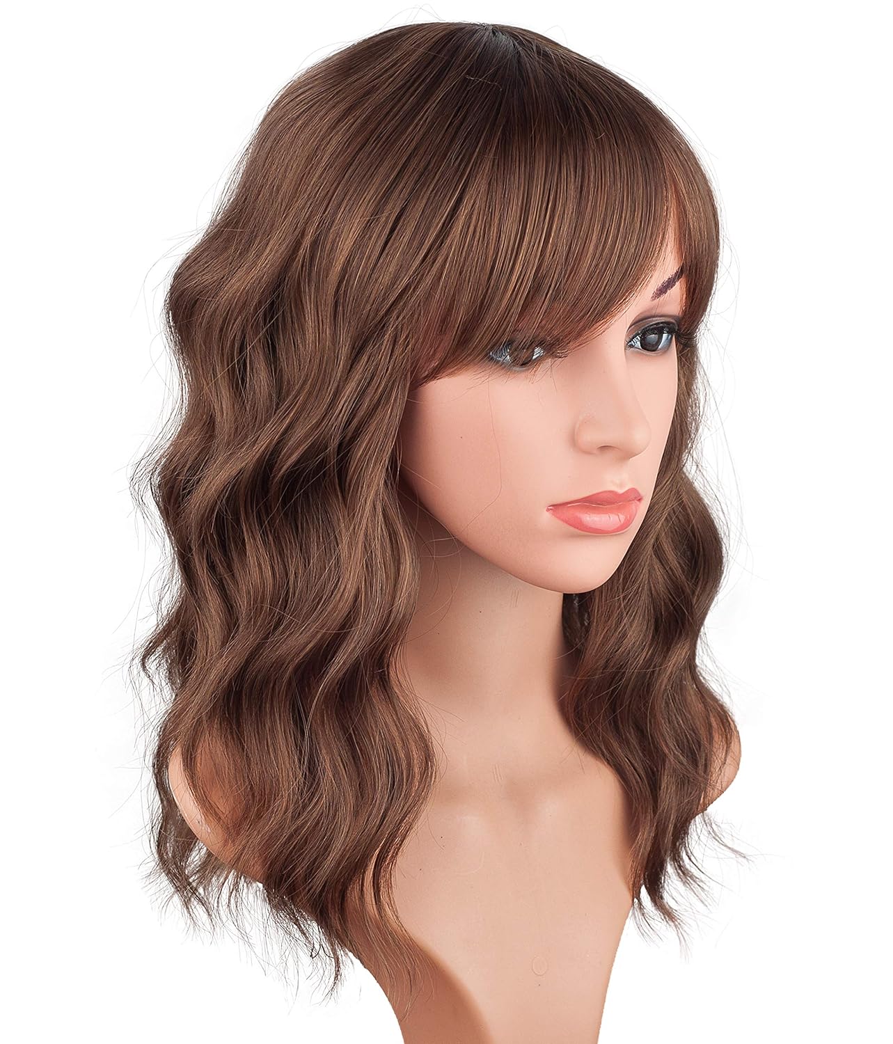 Amazon Com 14 Inch Short Wavy Wigs For Black Women Linen Brown