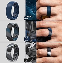 ThunderFit Men's Patterned Silicone Rings, 8mm Wide