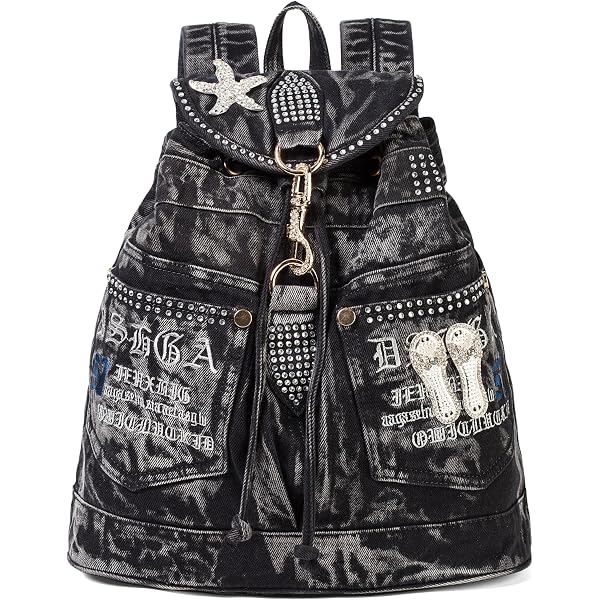 Amazon.com: OUYGZOU Fashion Washed Denim Blue Backpack  display picture 1