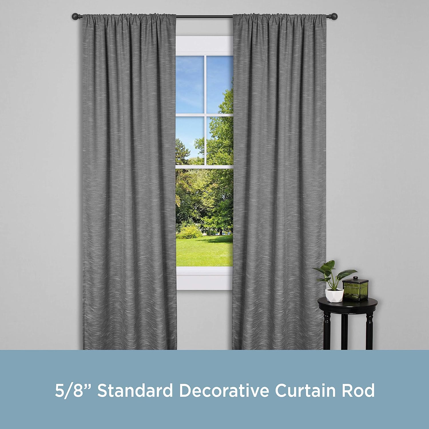 Kenney Chelsea 5/8" Standard Decorative Window Curtain Rod, 48-86", Black: Home & Kitchen