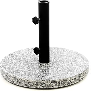 Nexos Sonnenschirmständer Granit grau 40cm rund Schirmständer Edelstahlrohr mit Feststellschrauben und 3 Standfüße Kunststoffringe 10 kg