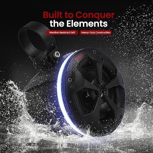 PYLE, MARINE SPEAKER SYSTEM, 800W, BLUETOOTH, WATERPROOF, RGB LIGHTS – 4″ ACTIVE & PASSIVE SPEAKERS FOR BOATS, ATVS, UTVS, INCLUDES MOUNTING ACCESSORIES, 2-CHANNEL CLASS D AMP, IP-X5 RATED