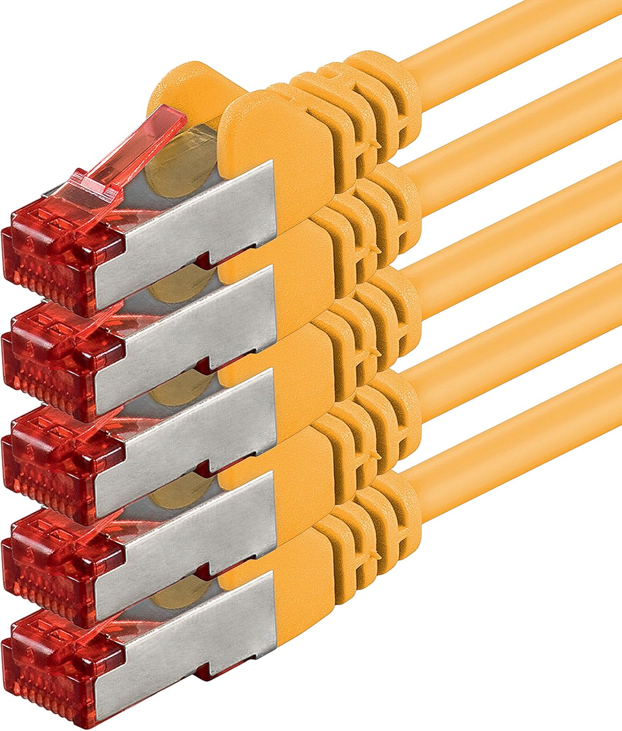 1aTTack.de 5x 1m - Cat 6 network cable patch cable Cat6 RJ45 SFTP - yellow, 1,0 Meter