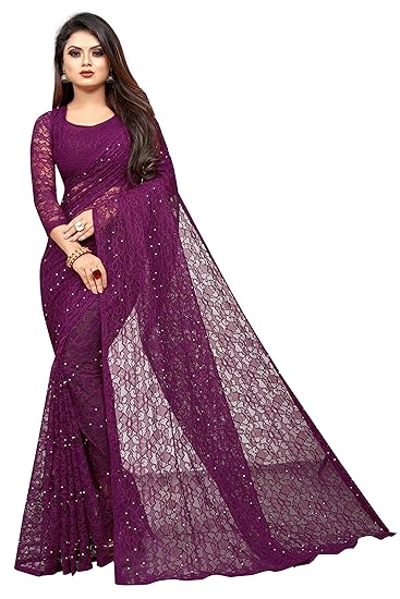 Women's Net Saree With Blouse Piece