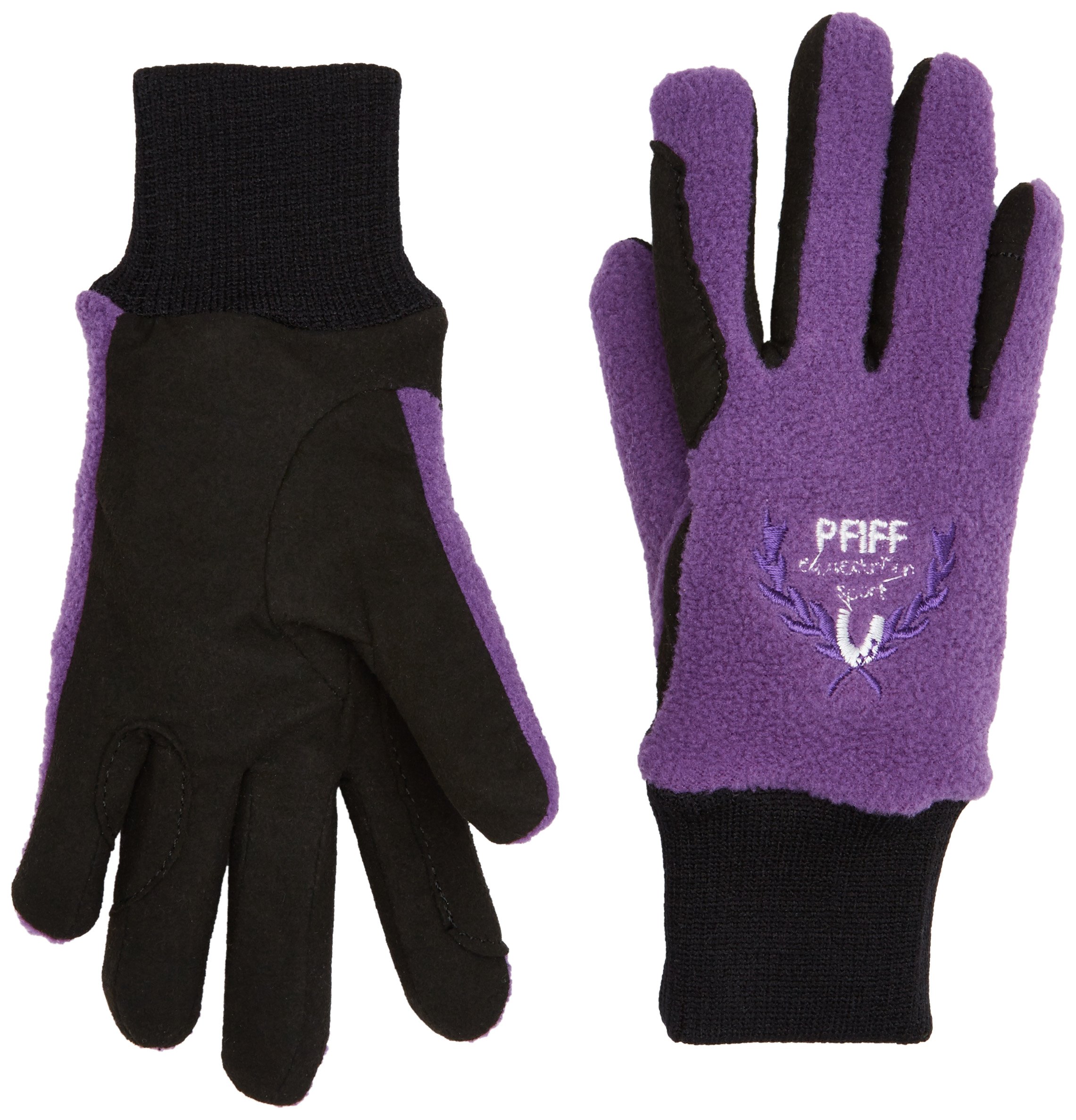 PFIFF 101657 Children's Fleece Gloves Warm Fleece Gloves Kids Gloves Black/Purple 10 Years
