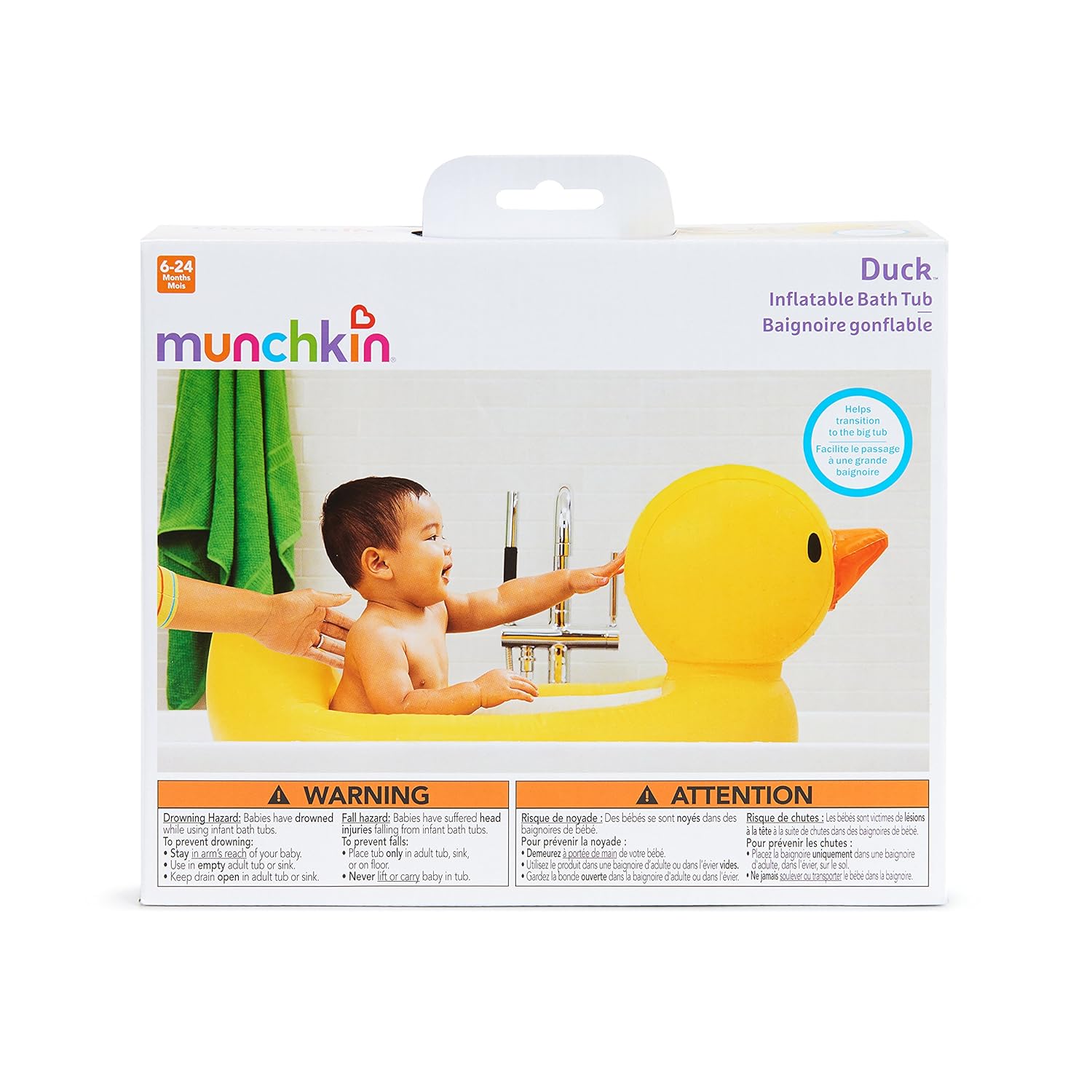 Munchkin White Hot Inflatable Duck Tub : Baby Bathing Seats And Tubs : Baby