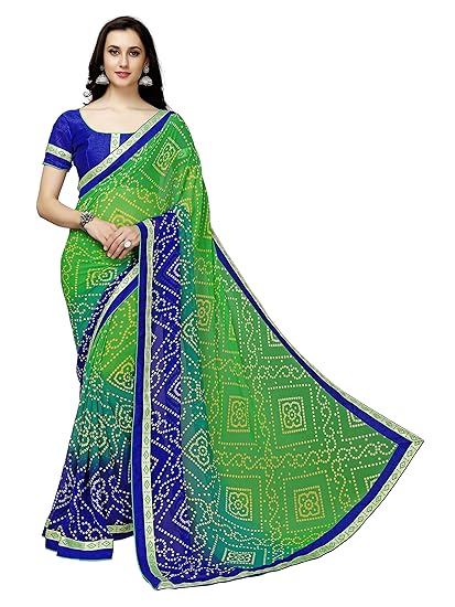 Women's Georgette Saree with Blouse Piece (OF288, Green)