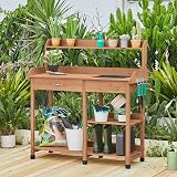 Yaheetech Garden Potting Table Wood Potting Bench Removable Sink Brown view 9