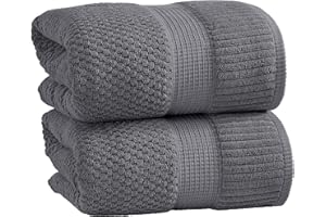 NY Loft 100% Cotton 2 Pack Bath Sheet Towel Set | Extra Large Oversize Bath Towels | Absorbent & Quick-Dry | Textured and Durable Cotton | Charcoal