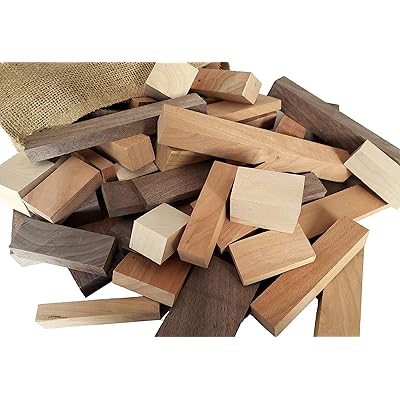 Wooden Blocks, 5 Pounds of Premium Hardwood in Assorted Sizes, Natural
