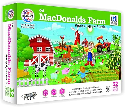 RATNAS Old MACDONALDS Farm Poetry Jigsaw 2 in 1 for Kids, LET Their Poetry Learning Begin at Home