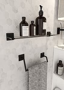 Bath+ by Cosmic Stick Toallero Aro, Metal, Negro-Mate ...