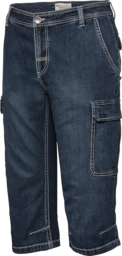 Henson&Henson Cargo-Capri-Jeans, 3/4 Hose für Herren, Stretch Jeans, Kurze Hose für den Sommer, Gr. 24 – 60, in Mehreren Farb